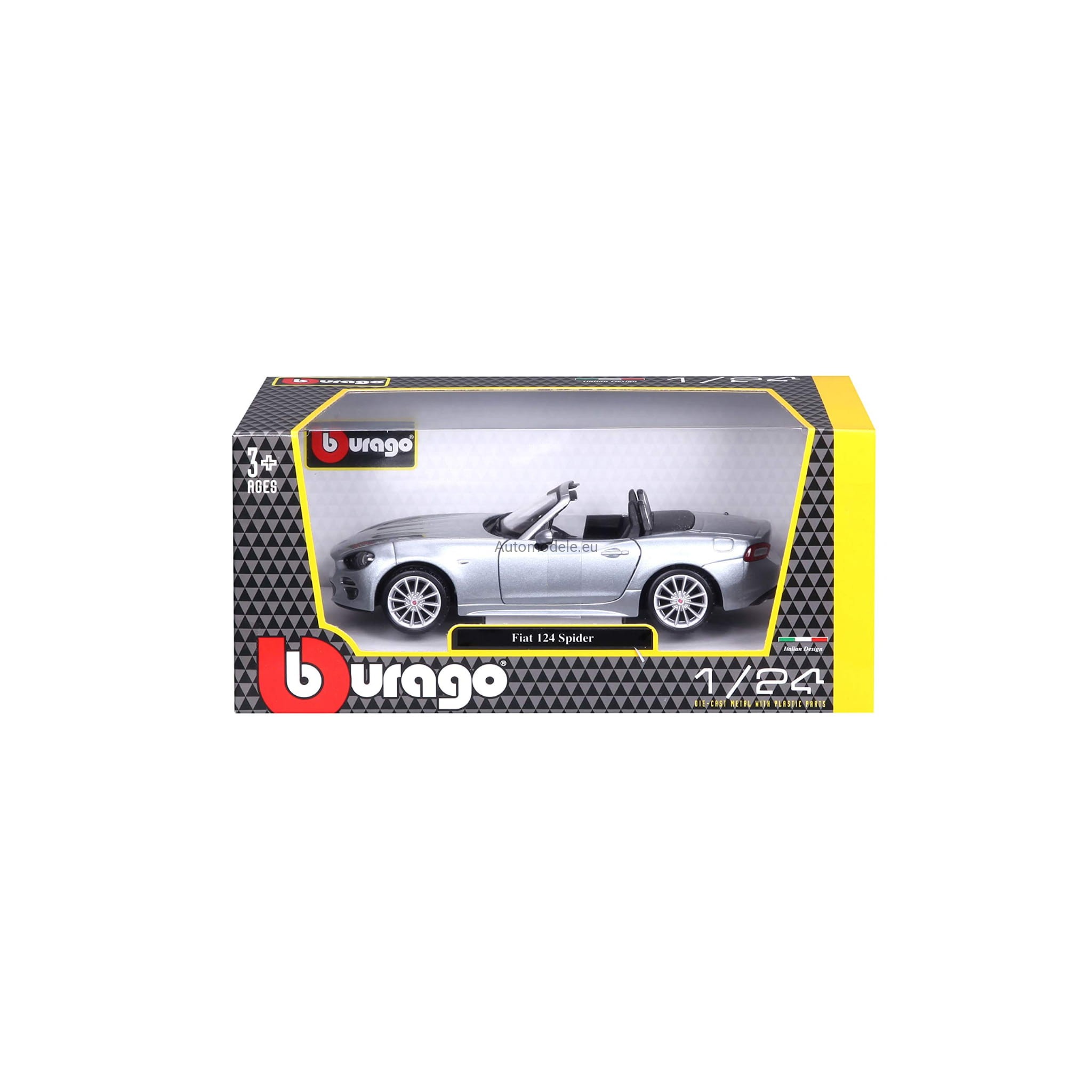 Bburago FIAT 124 Spider 2016 Modellauto 1:24 | Metall-Miniatur In Rot | Sammlerstück Mit Detailtreue