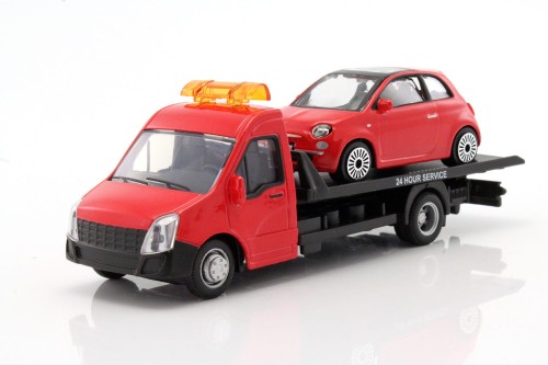 31402 Fiat 500 2007 z Autolawetą Laweta Bburago 1:43