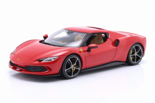 16018 Ferrari 296 GTB Hybrid 830HP V6 2021 Rosso Corsa Red Bburago 1:18
