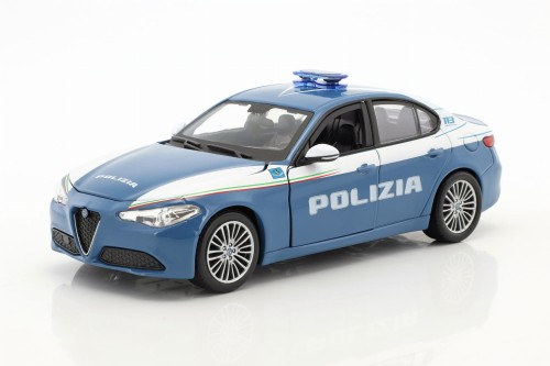21085 Alfa Romeo Giulia Polizia 2016 Blue / White Bburago 1:24