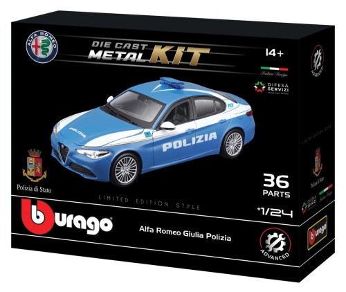25129 Alfa Romeo Giulia Polizia 2016 Model do Składania Złożenia Bburago KIT 1:24