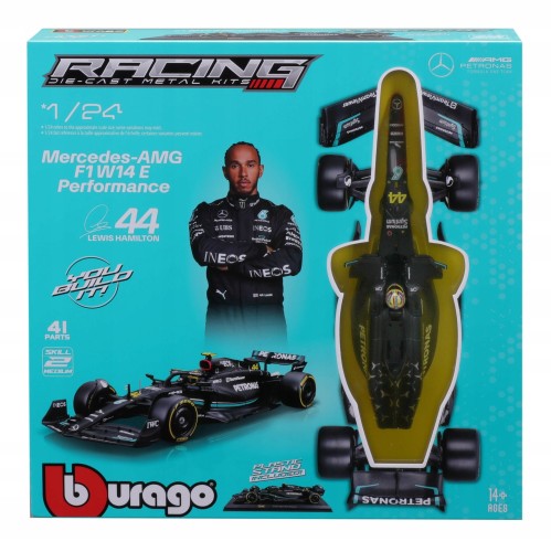 28506 Mercedes-AMG F1 W14 E Performance #44 Lewis Hamilton 2023 F1 Formula 1 Model Bolid do Składania Złożenia Bburago KIT 1:24