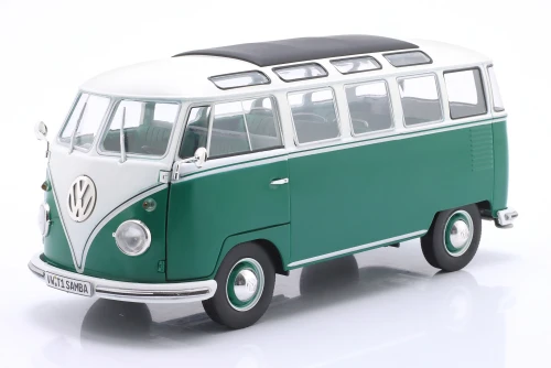 S1813403 Volkswagen VW T1 Samba Bus 1962 Green / White Solido 1:18
