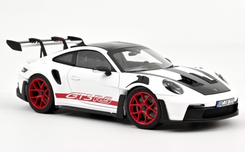 187373 Porsche 911 (992) GT3 RS Weissach Package 2022 White / Pyro Red Norev 1:18