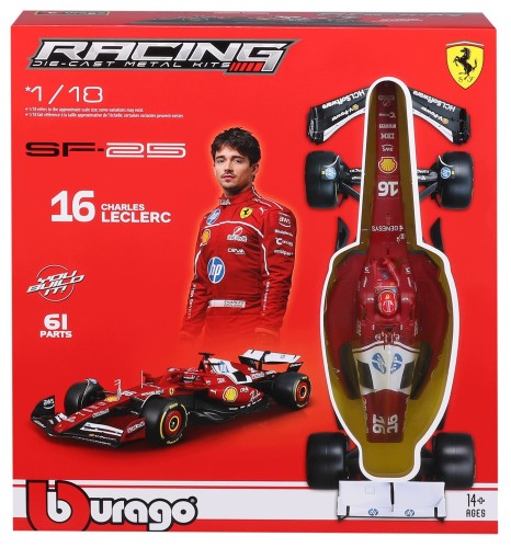 16851 Ferrari SF-25 #16 Charles Leclerc 2025 F1 Formula 1 Model do Składania Złożenia Bburago KIT 1:18